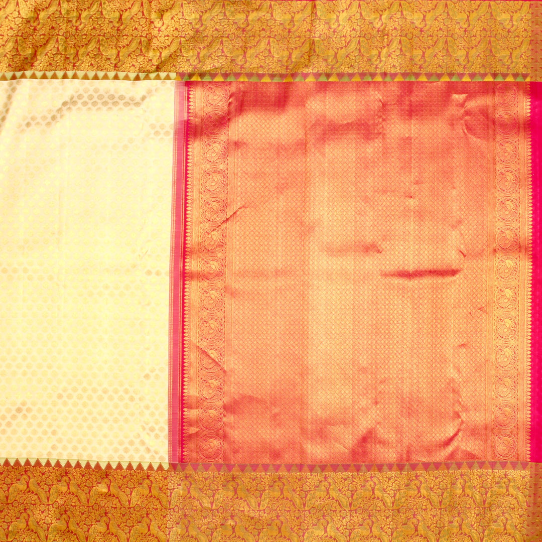 Kuberan White Pink Pure Kanchipuram Silk Saree