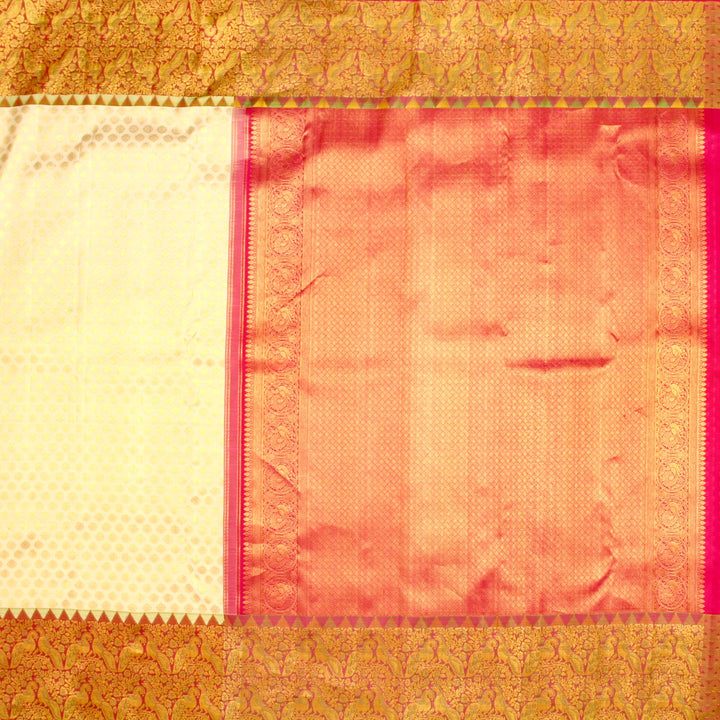 Kuberan White Pink Pure Kanchipuram Silk Saree