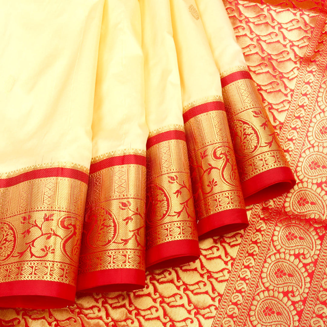 Kuberan White 9 Yards Silk Saree
