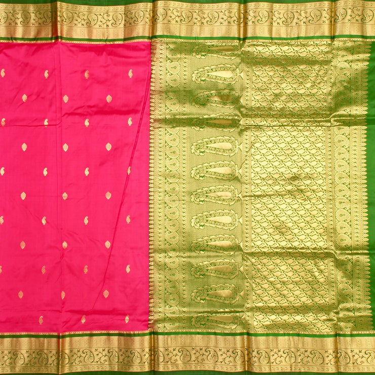 Kuberan Pink Green 9 Yards Silk Saree