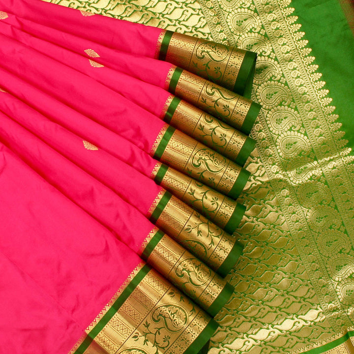 Kuberan Pink Green 9 Yards Silk Saree