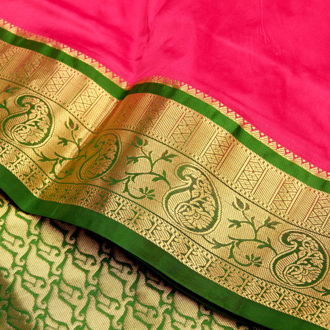 Kuberan Pink Green 9 Yards Silk Saree