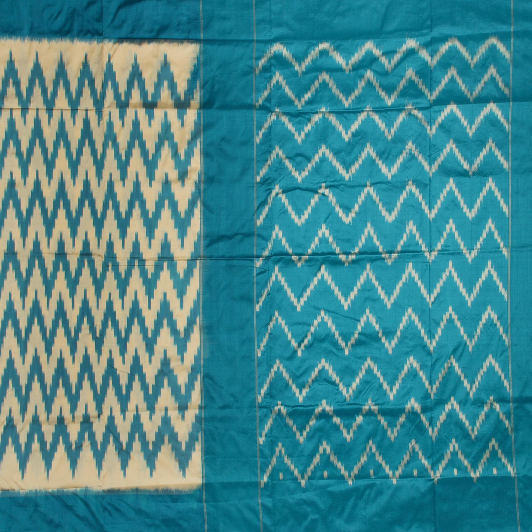 Kuberan White Blue pochampally Silk Saree