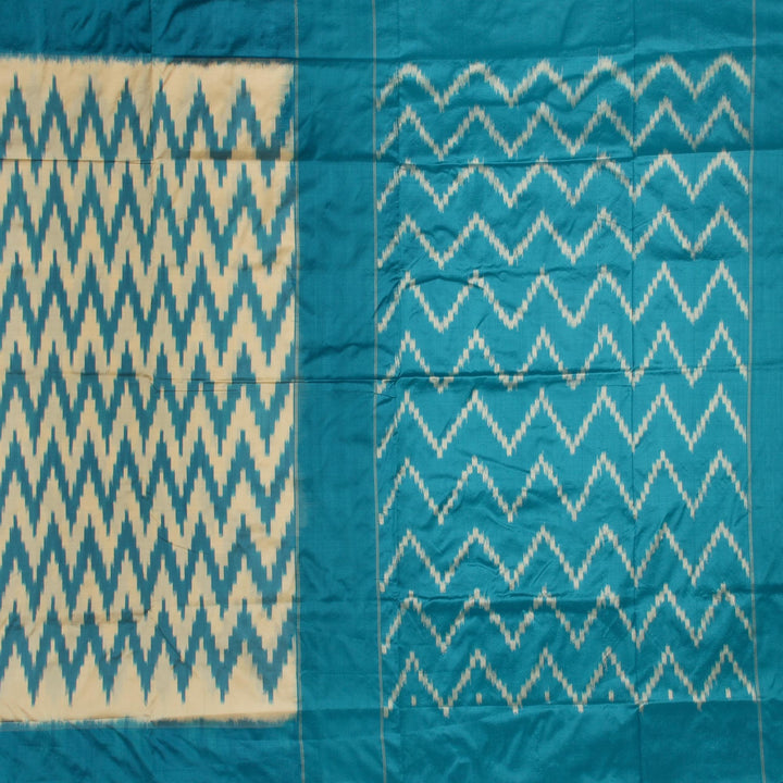 Kuberan White Blue pochampally Silk Saree