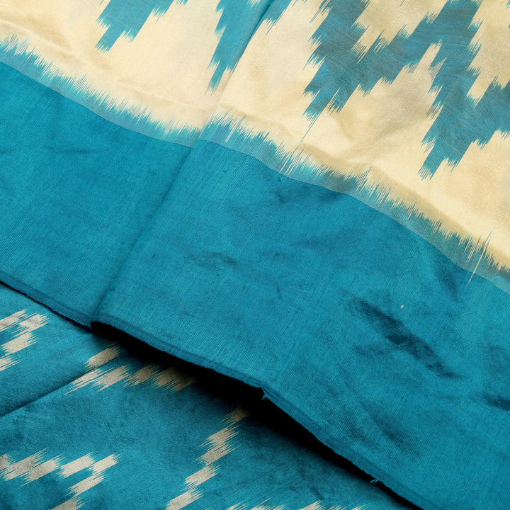 Kuberan White Blue pochampally Silk Saree