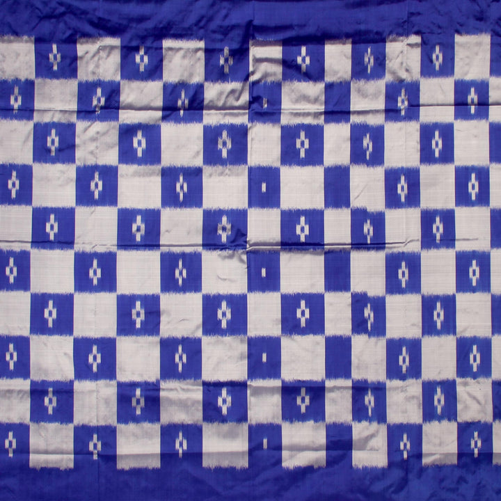 Kuberan White Blue pochampally Silk Saree