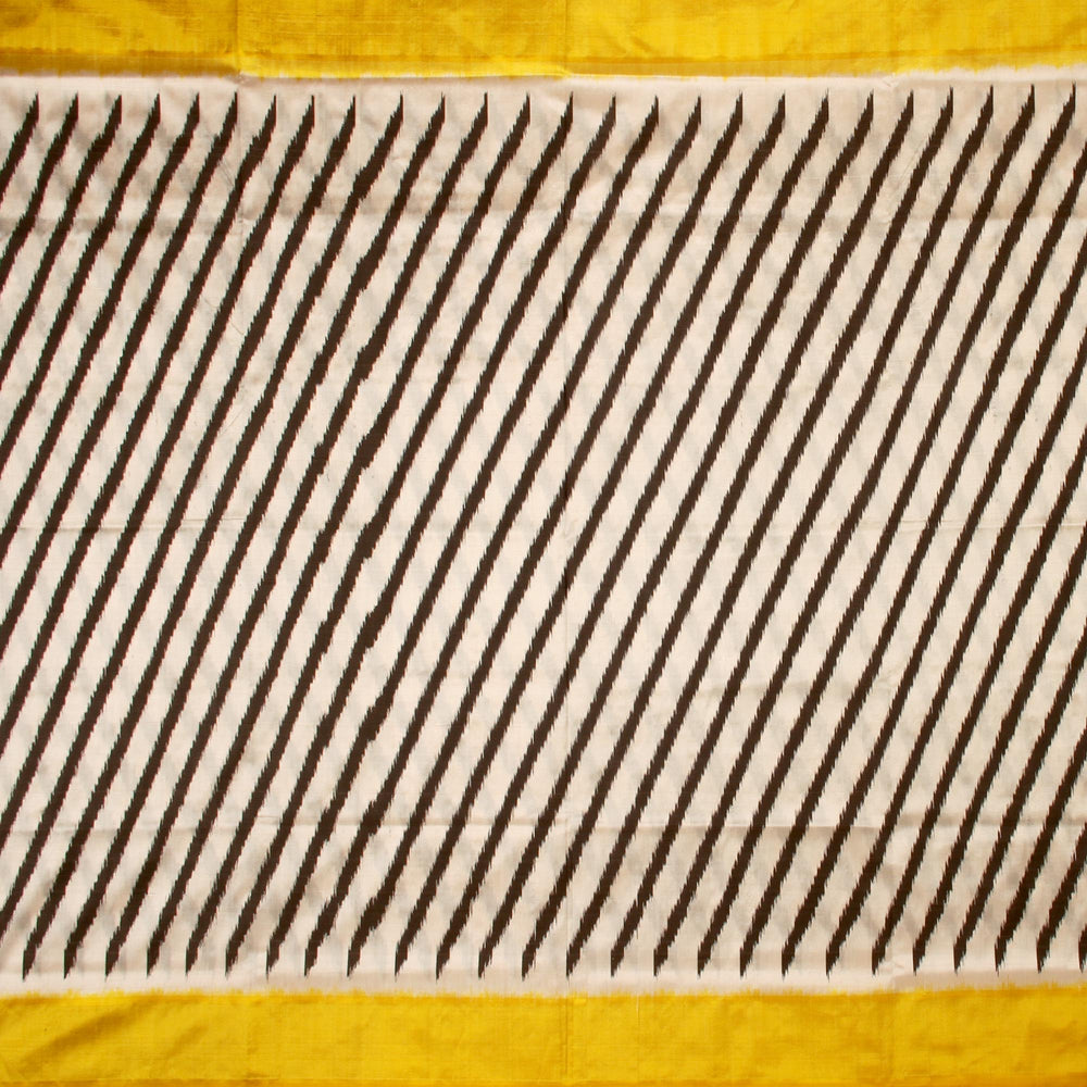 White Yellow Pochampally Silk Saree