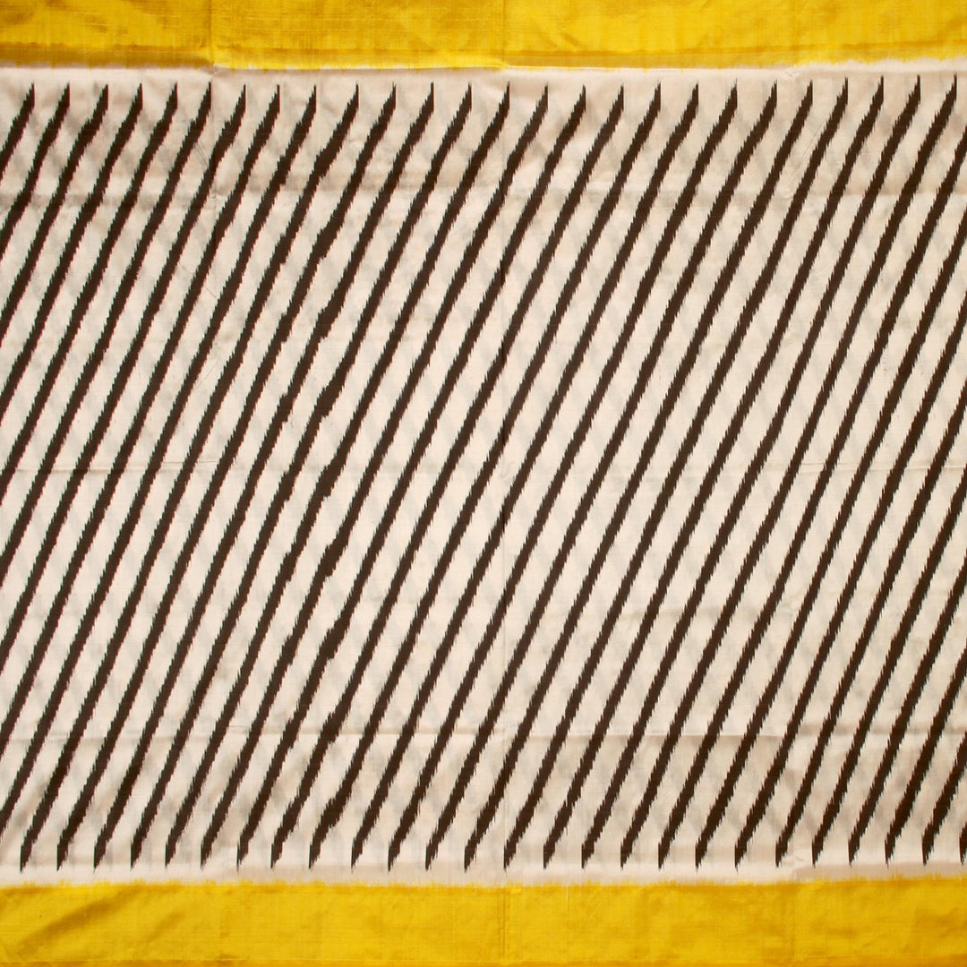 White Yellow Pochampally Silk Saree