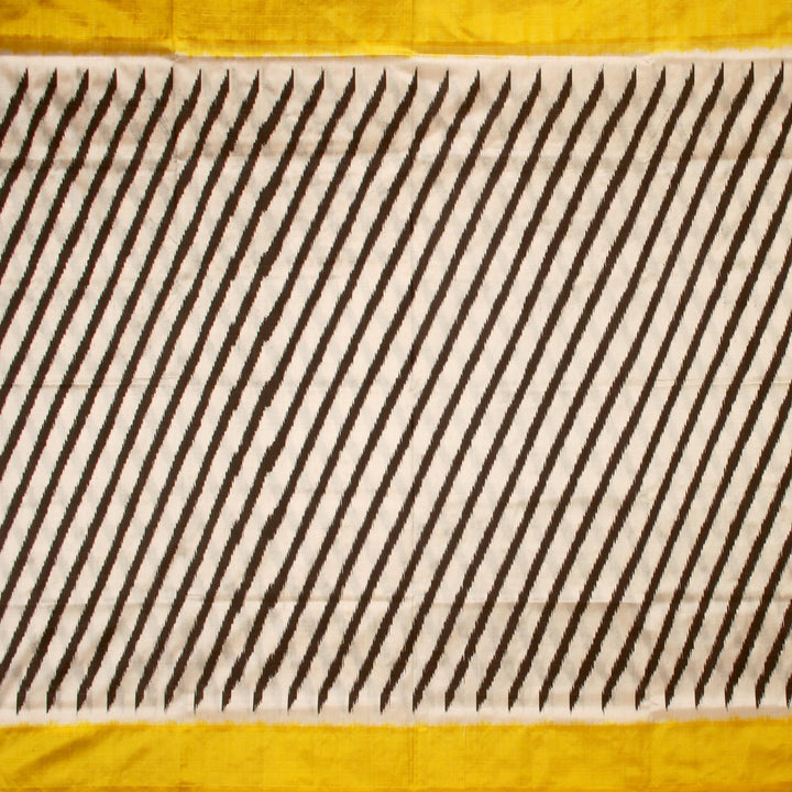 White Yellow Pochampally Silk Saree