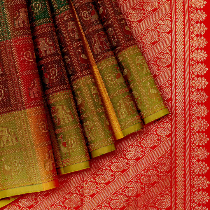 Kuberan Blue Maroon Kanchivaram Silk Saree