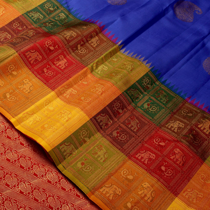 Kuberan Blue Maroon Kanchivaram Silk Saree