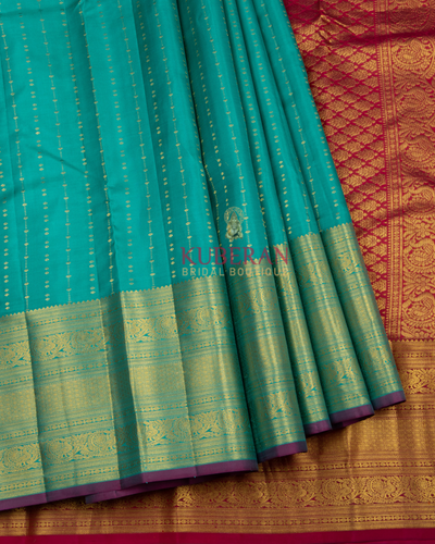 Kuberan Turquoise Blue Kanchivaram Silk Saree