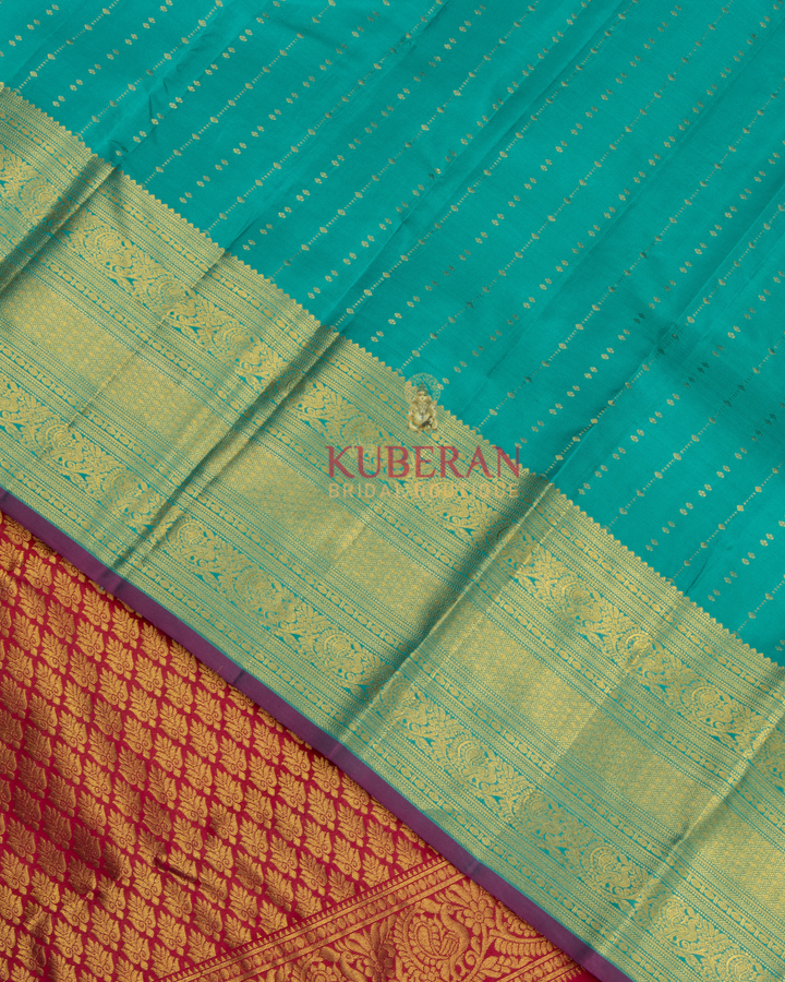 Kuberan Turquoise Blue Kanchivaram Silk Saree