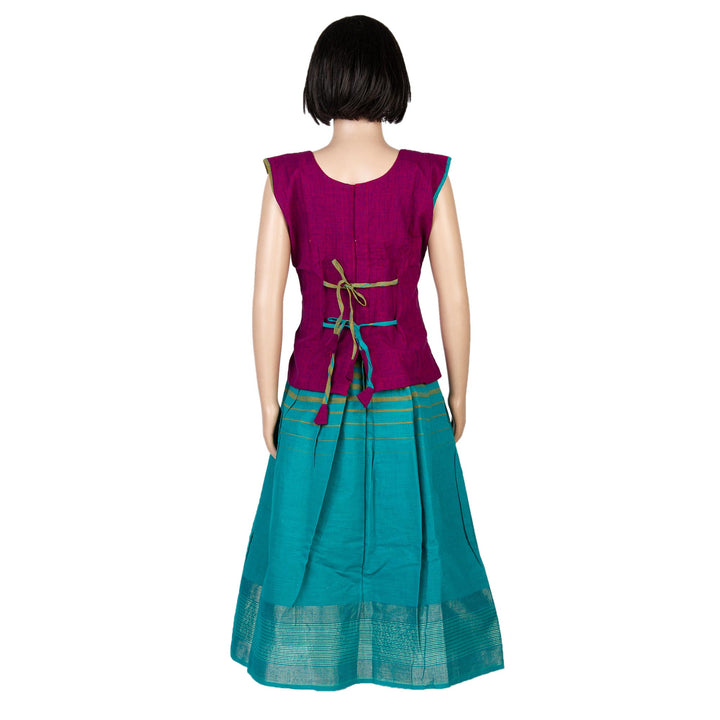 Kuberan Blue Purple Cotton Readymade Pavada