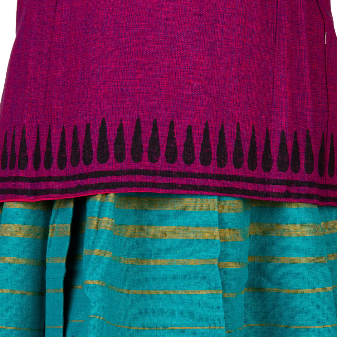 Kuberan Blue Purple Cotton Readymade Pavada