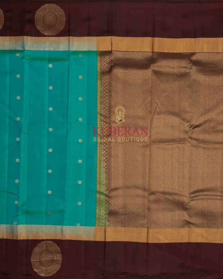 Kuberankanchivaram Sky Blue With Maroon Border Silk Saree