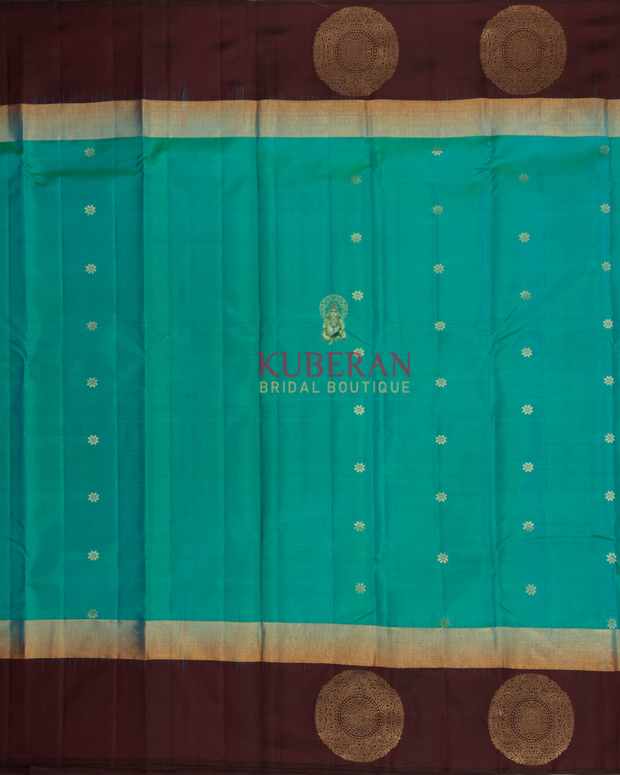 Kuberankanchivaram Sky Blue With Maroon Border Silk Saree