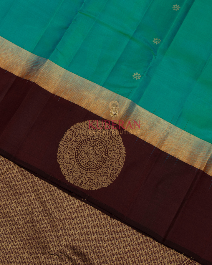 Kuberankanchivaram Sky Blue With Maroon Border Silk Saree