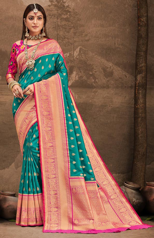 Lucid Dream Pink and Green combination saree  I Love Sarees