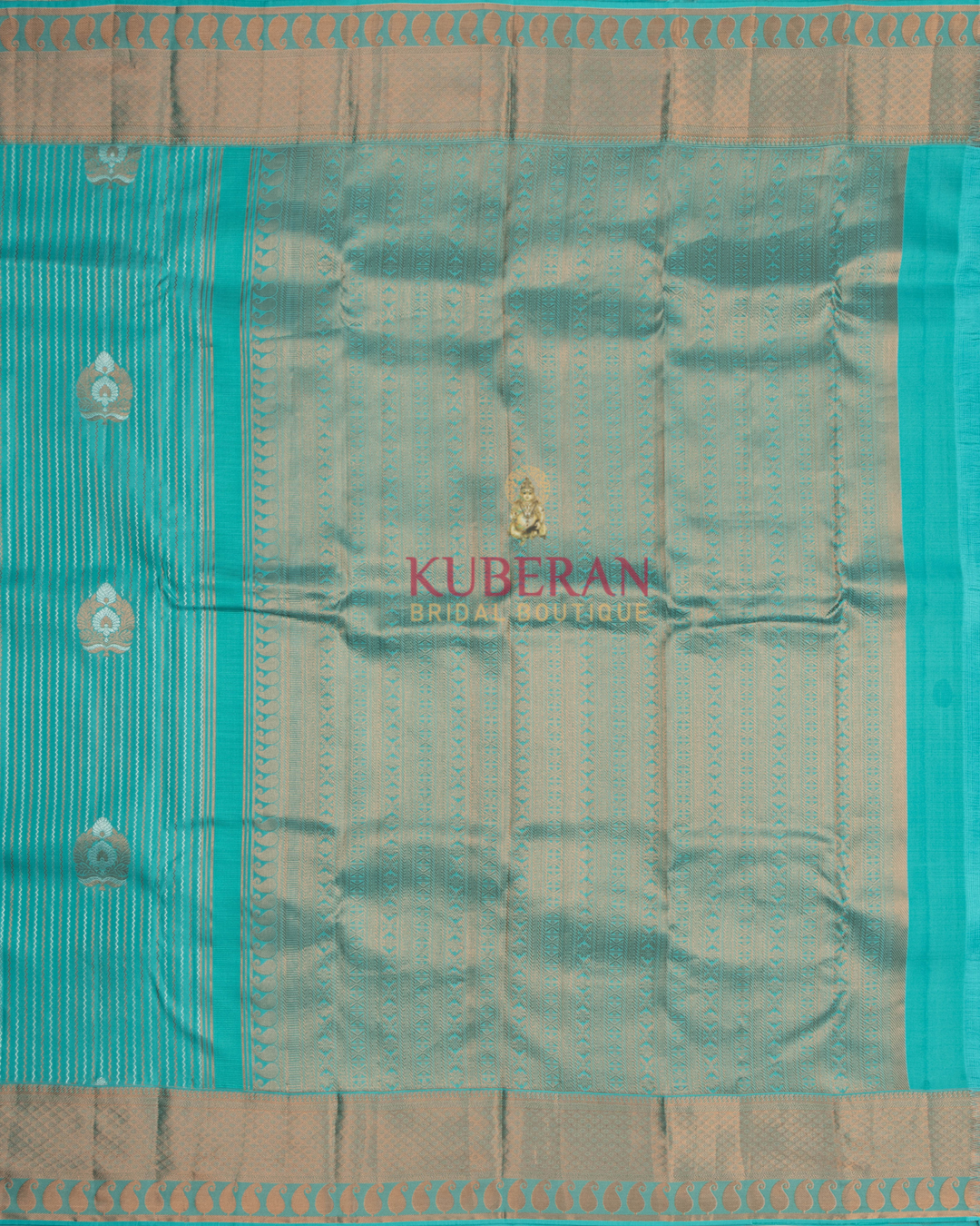 Kuberan Kanchivaram Sky Blue With Golden Border Silk Saree