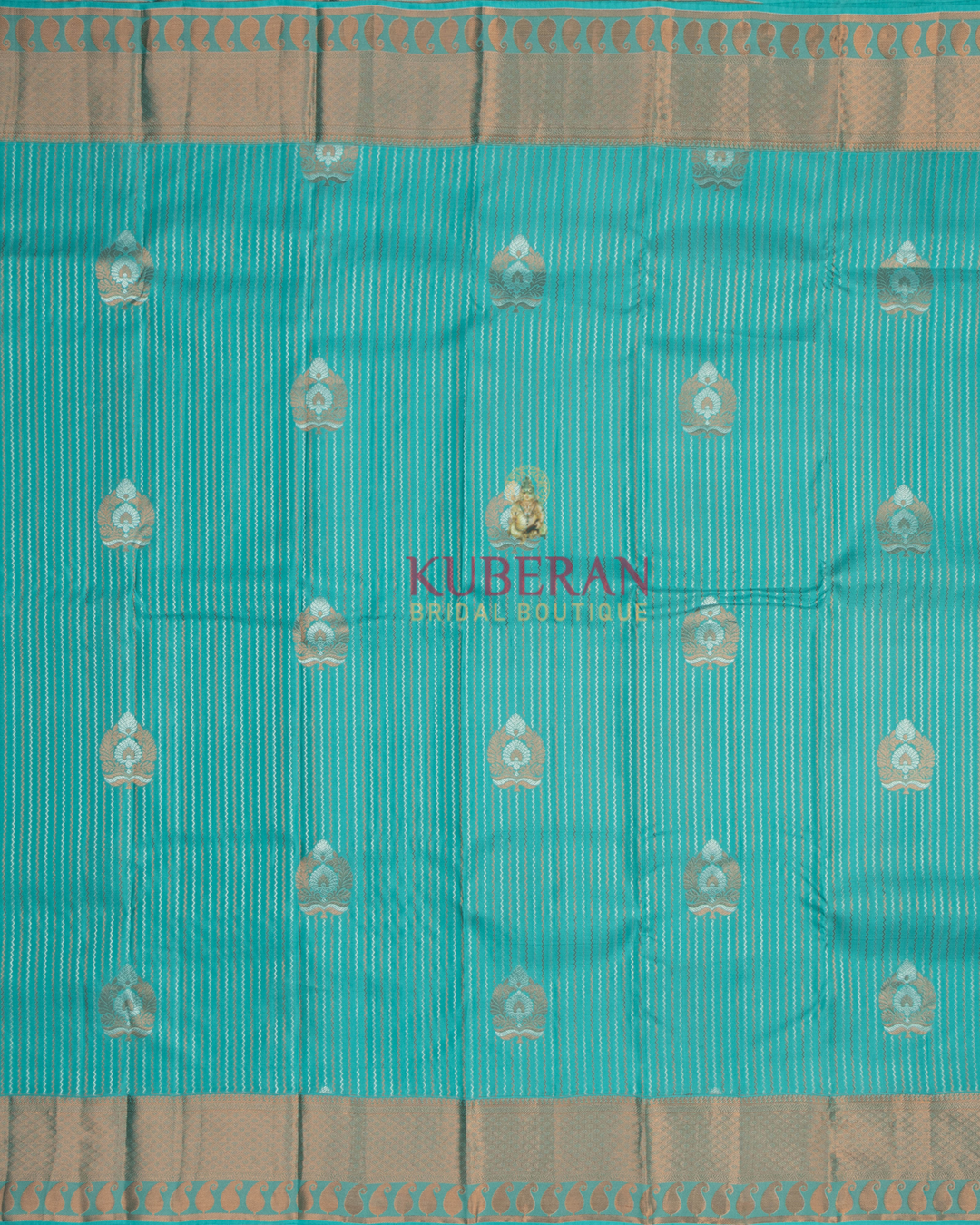 Kuberan Kanchivaram Sky Blue With Golden Border Silk Saree