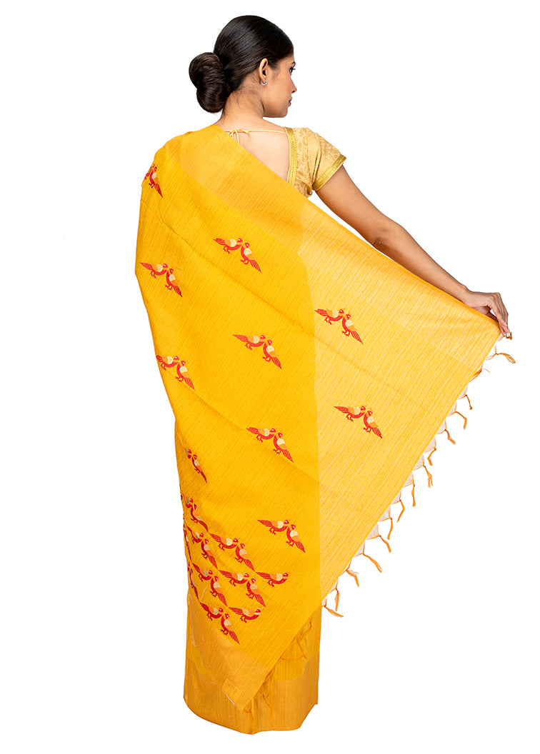 Kuberan Yellow Raw Silk Saree