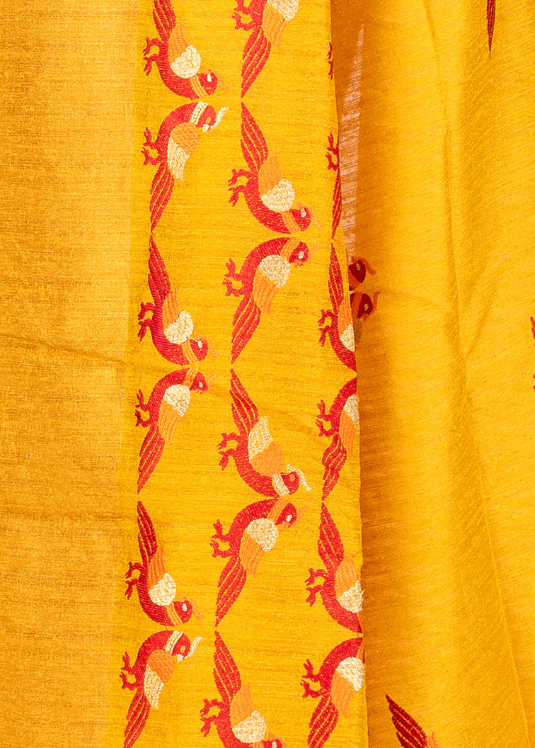 Kuberan Yellow Raw Silk Saree