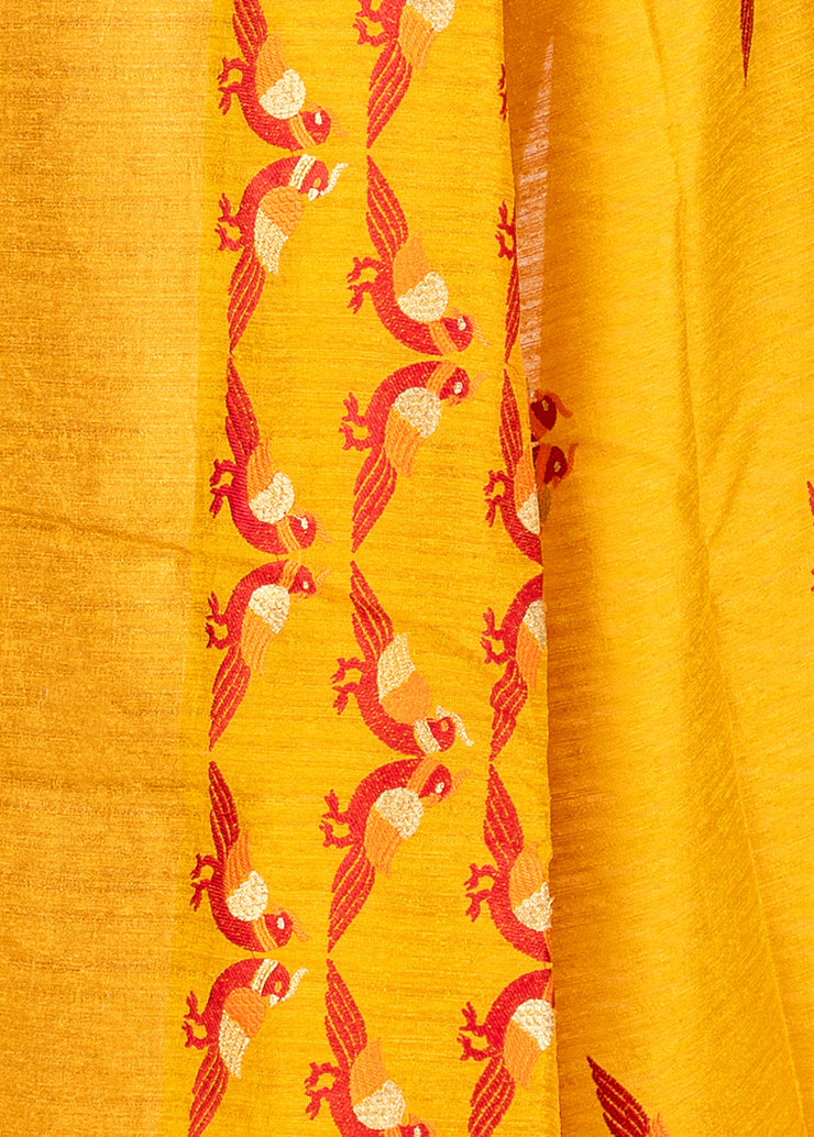 Kuberan Yellow Raw Silk Saree