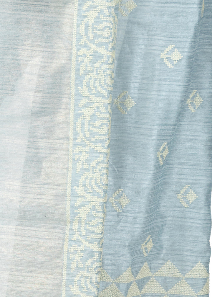Kuberan Mist Grey Linen Saree