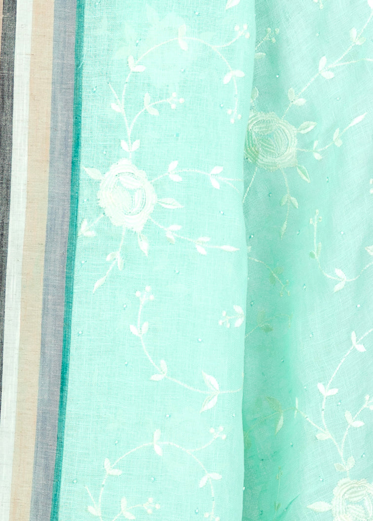 Kuberan Light Blue Linen Saree