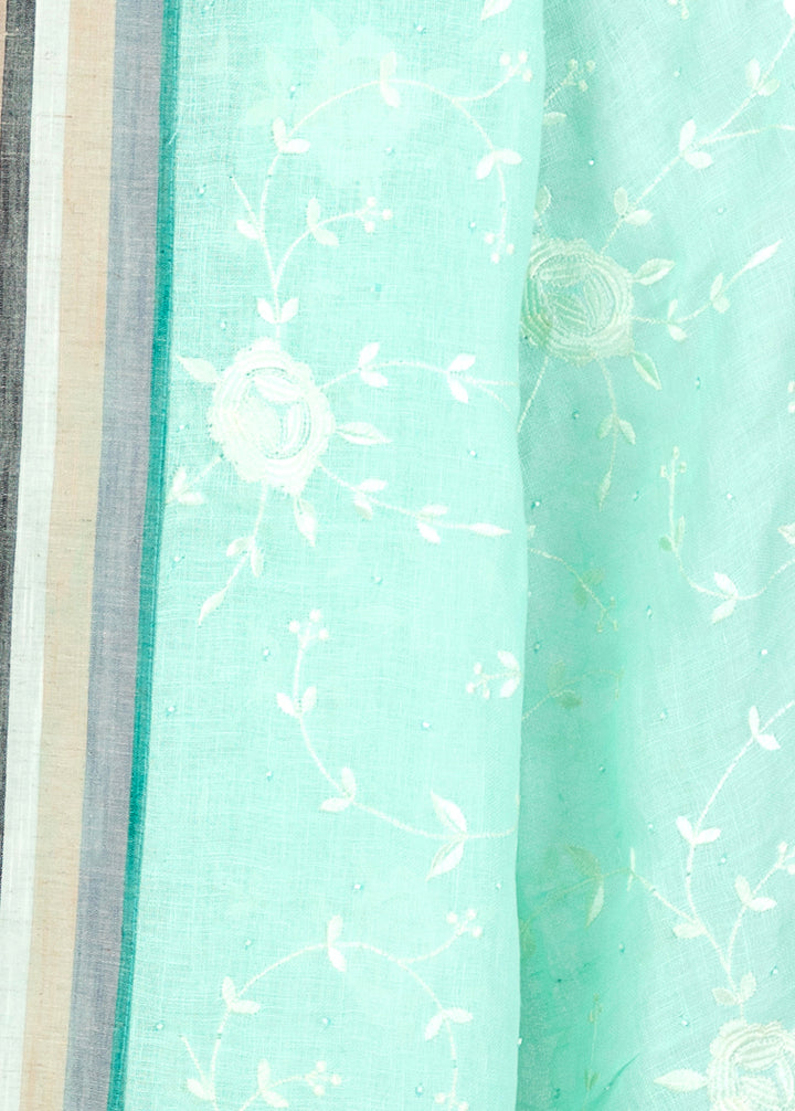 Kuberan Light Blue Linen Saree