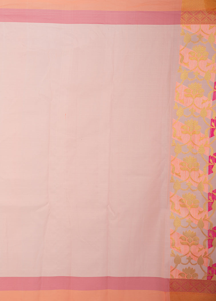 Kuberan Peach Kora Cotton Saree