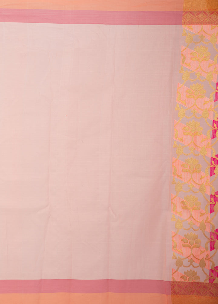 Kuberan Peach Kora Cotton Saree