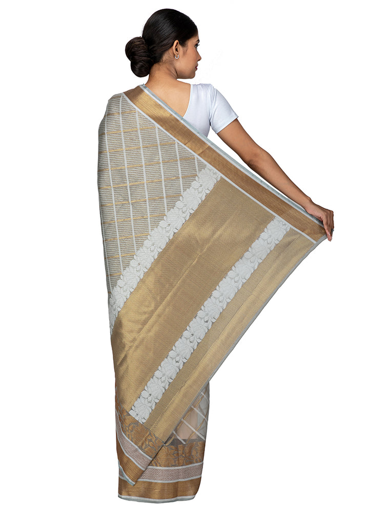 Kuberan Grey Kora Cotton Saree
