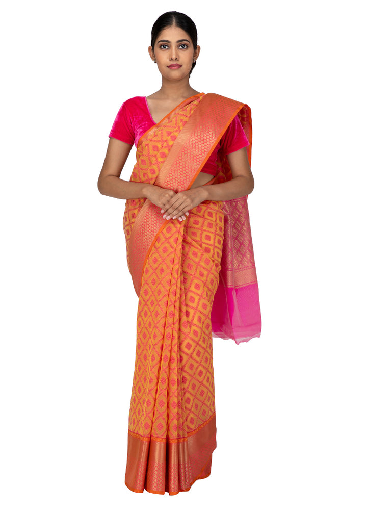 Kuberan Pink Kora Cotton Saree