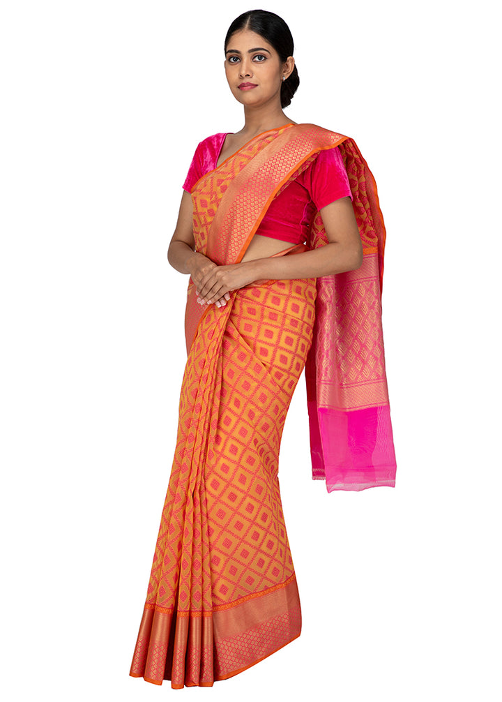 Kuberan Pink Kora Cotton Saree