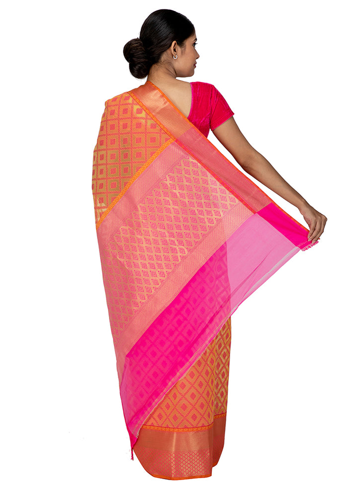 Kuberan Pink Kora Cotton Saree
