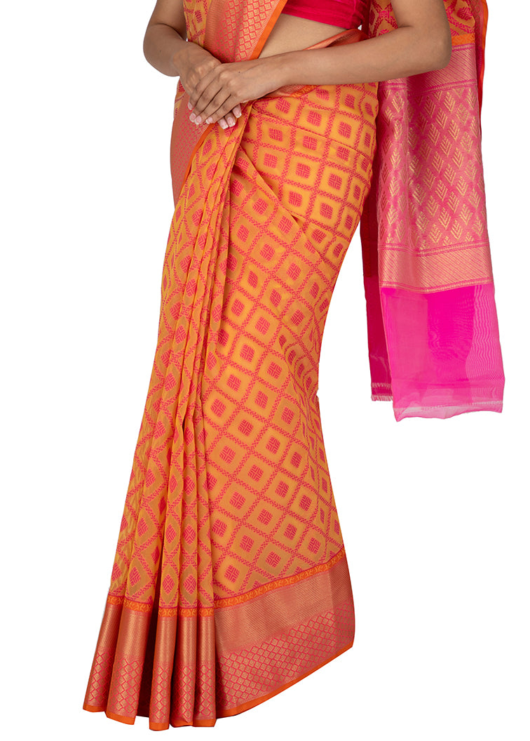 Kuberan Pink Kora Cotton Saree