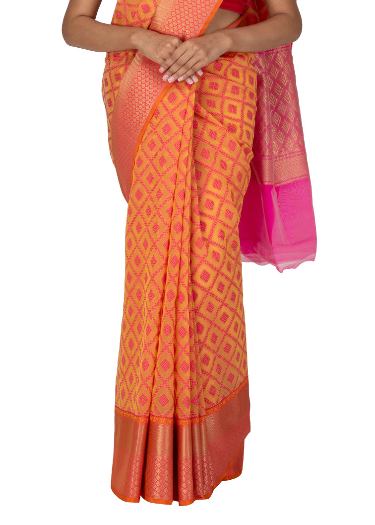 Kuberan Pink Kora Cotton Saree