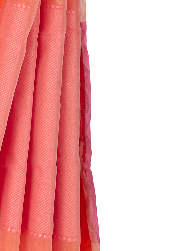 Kuberan Peach Kora Gold Cotton Saree