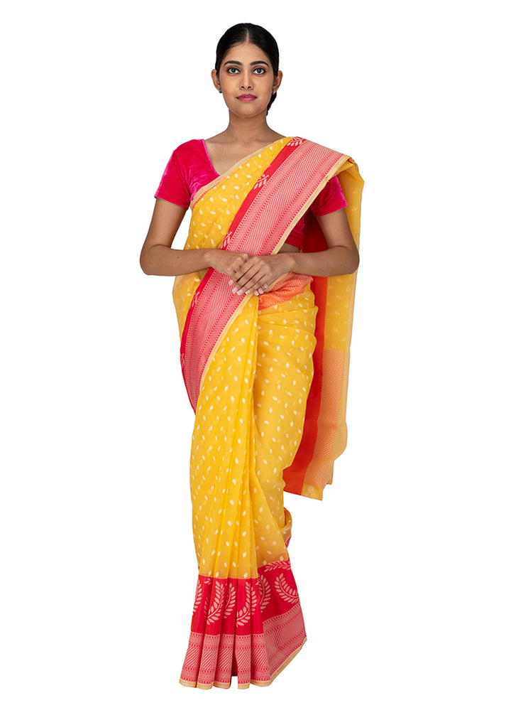 Kuberan Yellow Kora Cotton Saree
