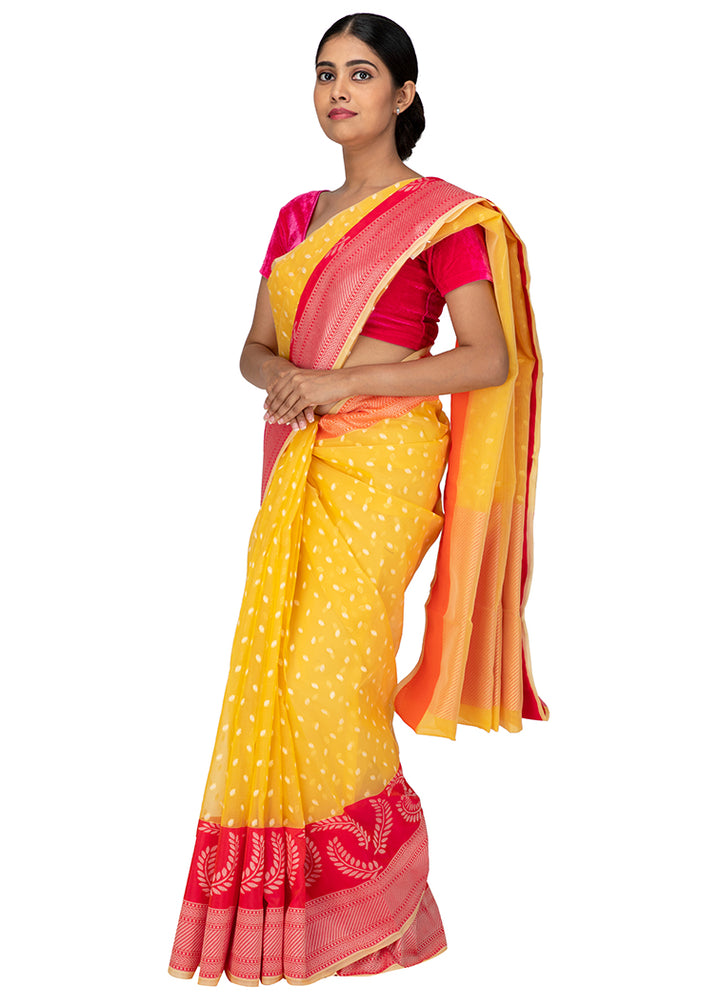 Kuberan Yellow Kora Cotton Saree