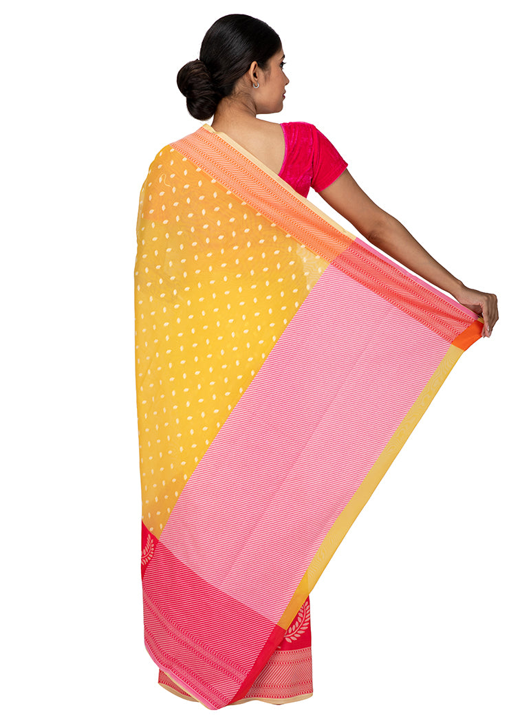 Kuberan Yellow Kora Cotton Saree