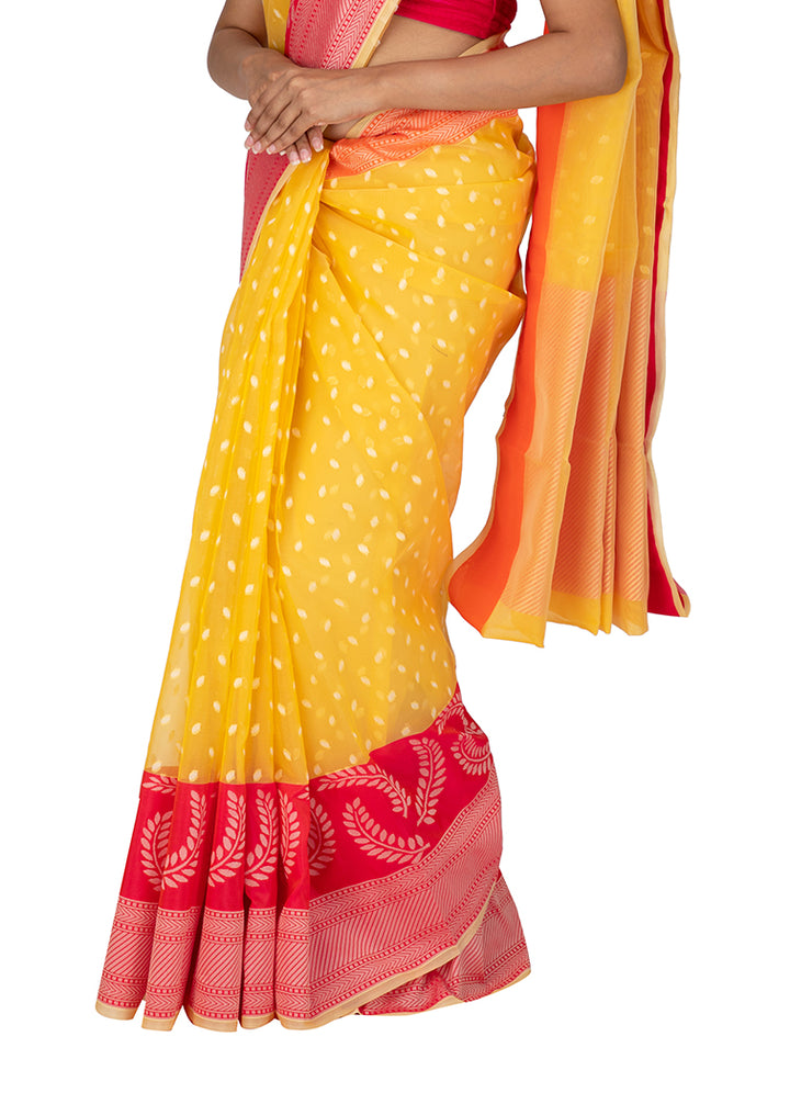 Kuberan Yellow Kora Cotton Saree
