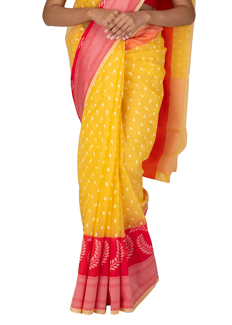 Kuberan Yellow Kora Cotton Saree