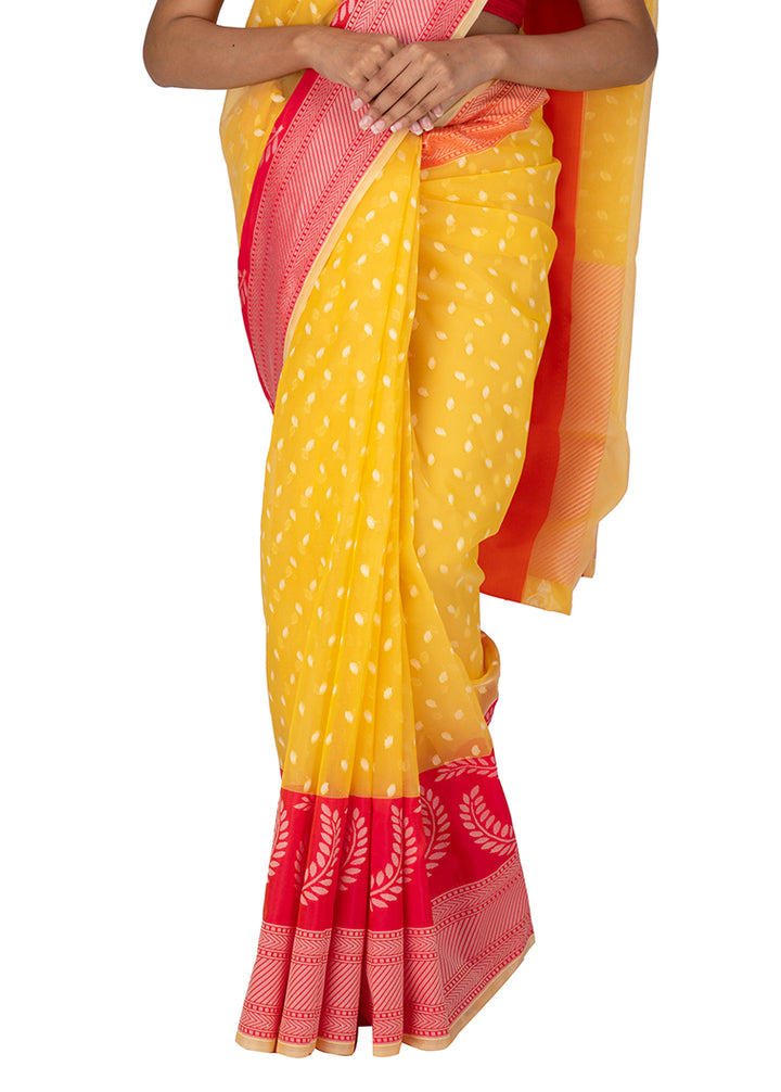 Kuberan Yellow Kora Cotton Saree