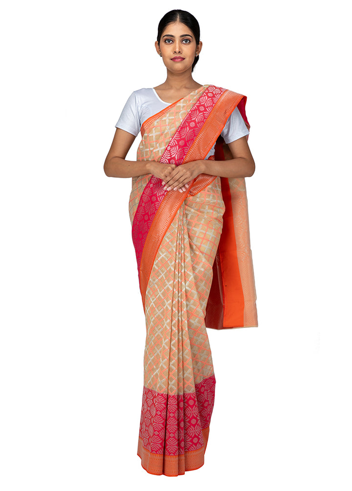 Kuberan Cream Kora Cotton Saree