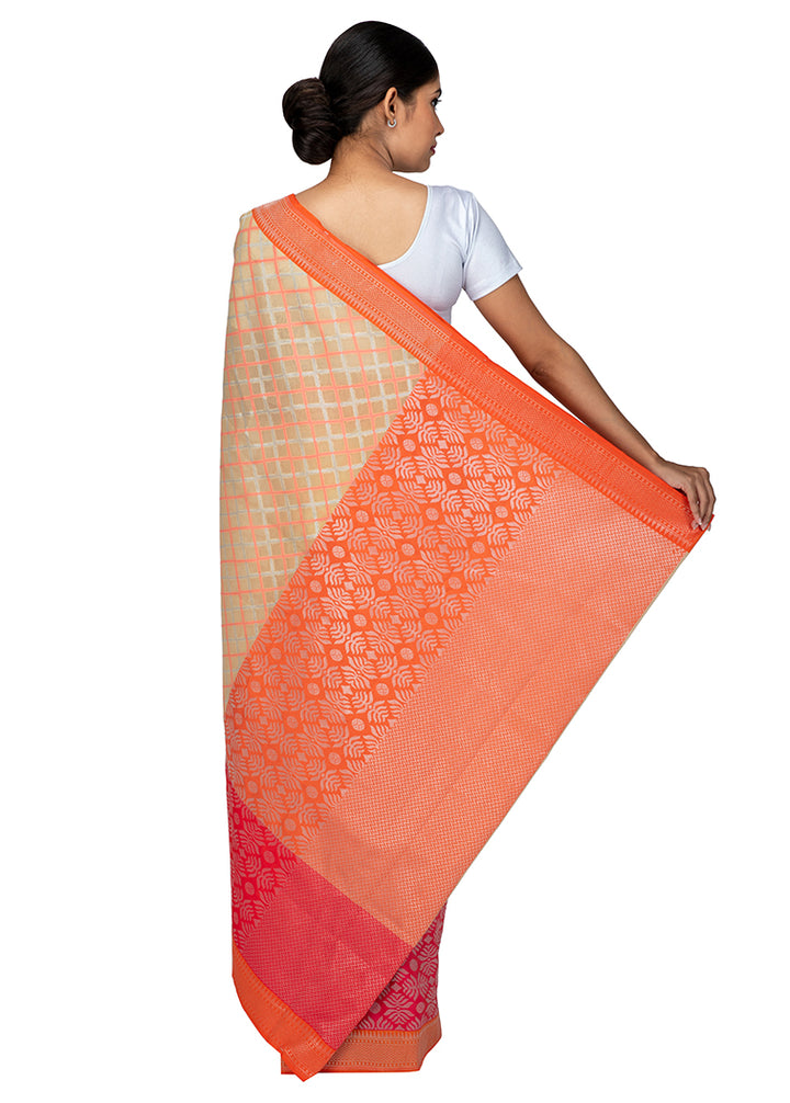 Kuberan Cream Kora Cotton Saree