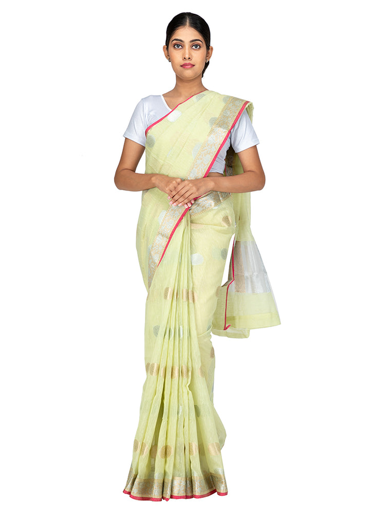 Kuberan Light Green Kora Cotton Saree