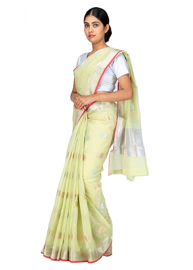 Kuberan Light Green Kora Cotton Saree